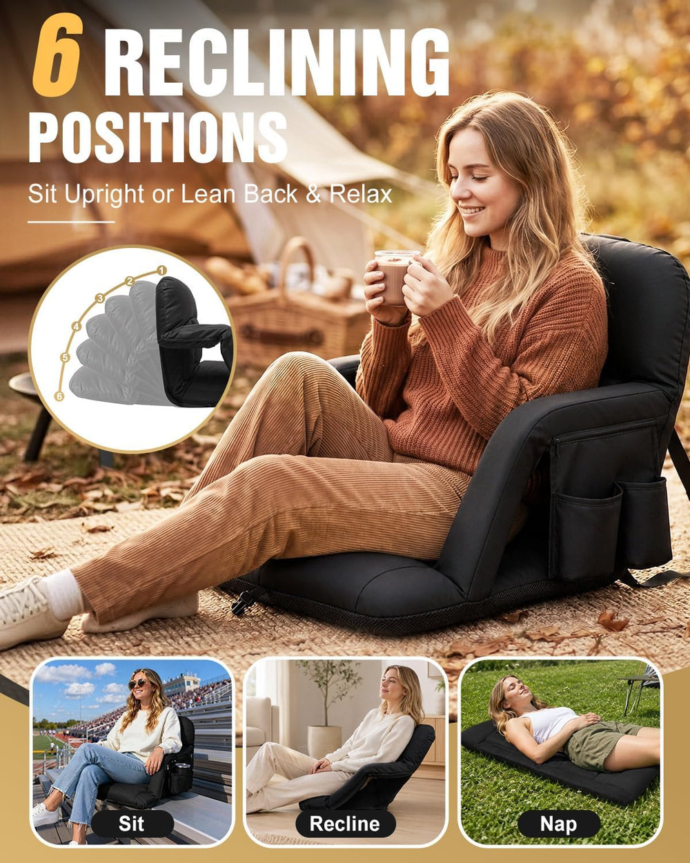 HOPERAN 23" Stadium Seats for Bleachers, 4.3" Extra Thick Sofa-Styl...