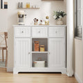 ChooChoo 35.4" Coffee Bar Cabinet with 3 Drawers and 2 Doors, White