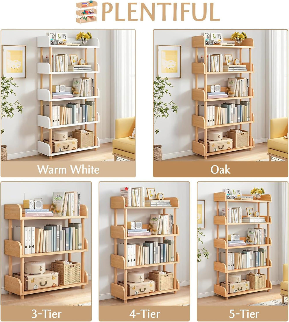 OSCHF 5-Tier Wooden Open Bookcase, Oak