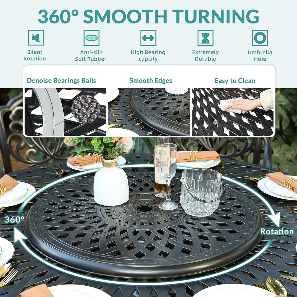 MEETWARM 9-Piece Outdoor Patio Table and Chairs Set, All Weather Cast Aluminu...