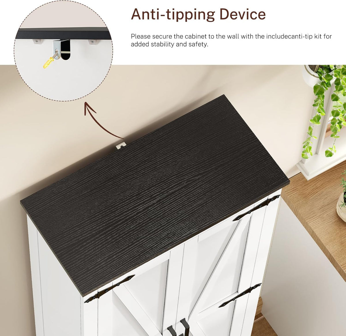TEENFON Storage Cabinet with Doors & Adjustable Shelf
