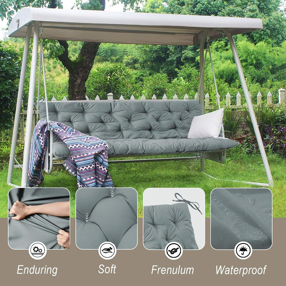 Outdoor Swing Cushions Waterproof, Light Gray, 40×60in