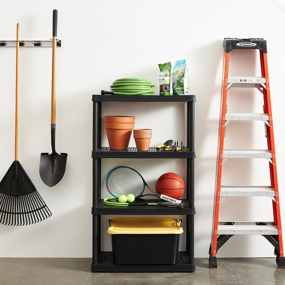 Gracious Living XL Knect-A-Shelf 4-Shelf Heavy-Duty Storage Shelves, Black