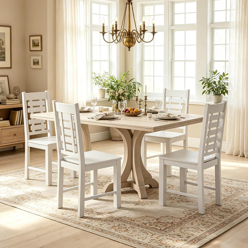 POWERSTONE Wooden Dining Chairs Set of 4, Modern Kitchen Chairs, White