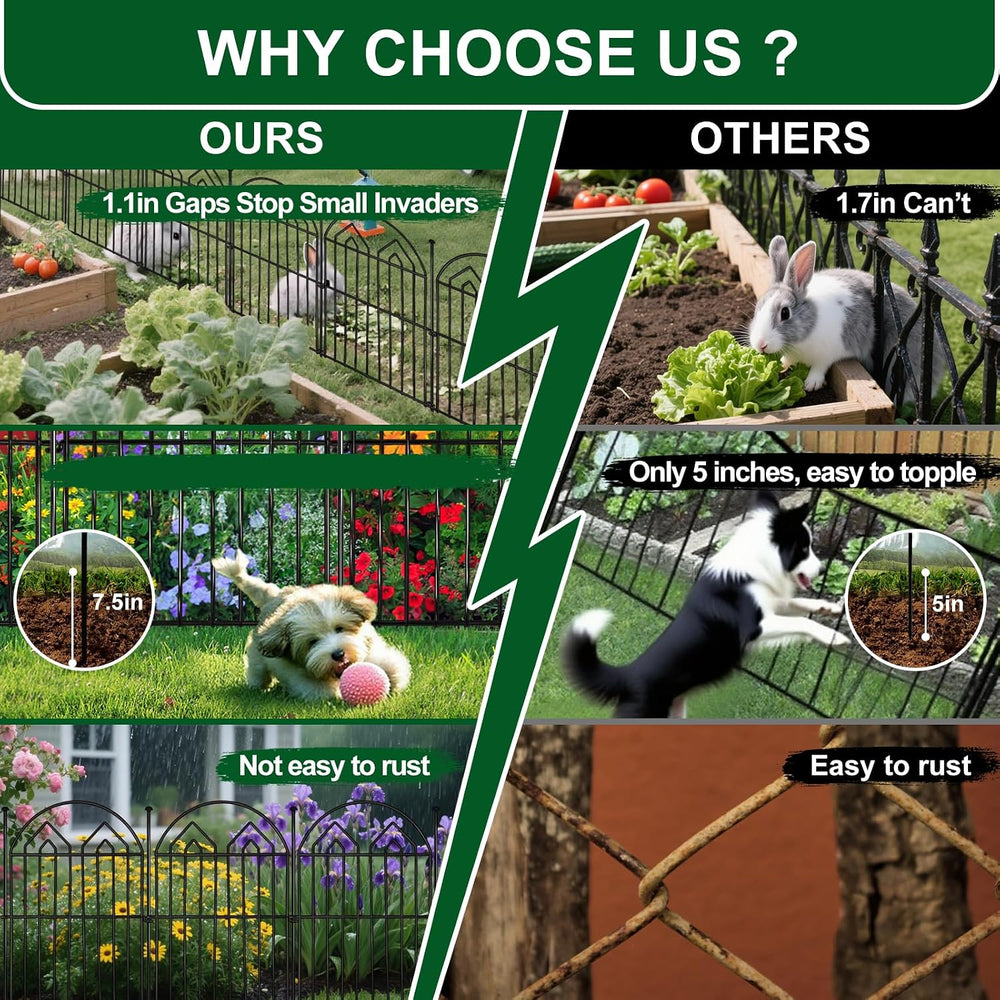 Decorative Garden Fence 17in x 28ft (26 Panels), Rustproof Metal No Dig Arche...
