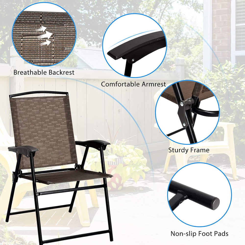 Tangkula 3 Pieces Patio Bistro Set, Outdoor Folding Chairs & Table Set wi...