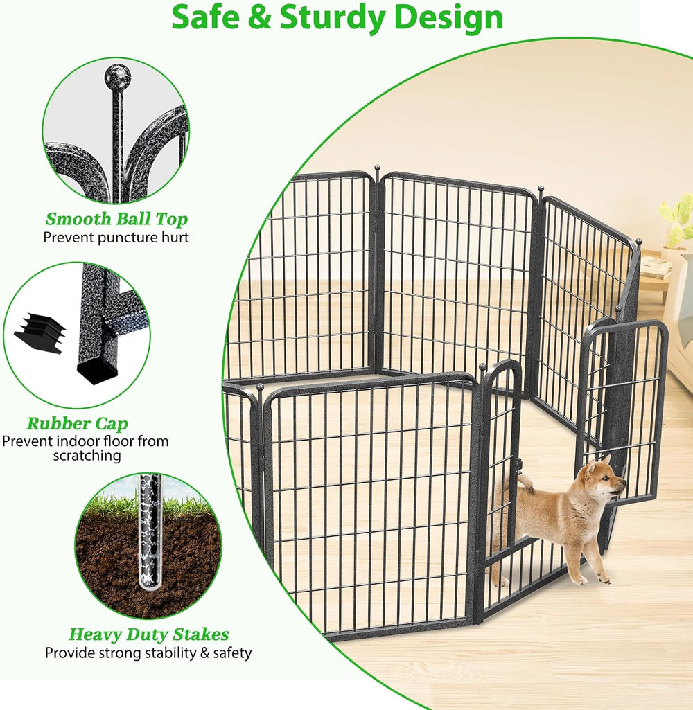 Decorative Black Metal Fencing Garden Fence with Gate, 46ft(L) 32in(H) 20 Fen...
