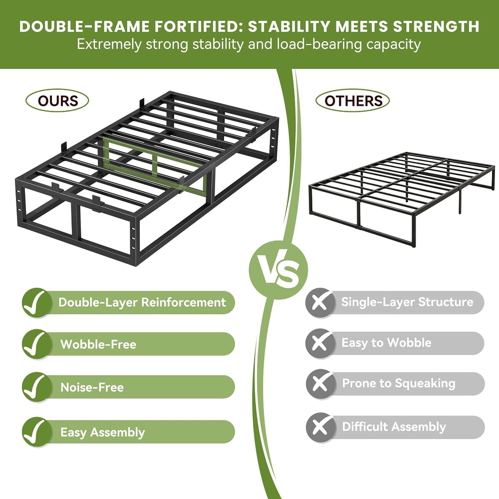 10 Inch Twin Bed Frame,Metal Platform Bedframe Upgrade Heavy Duty Base