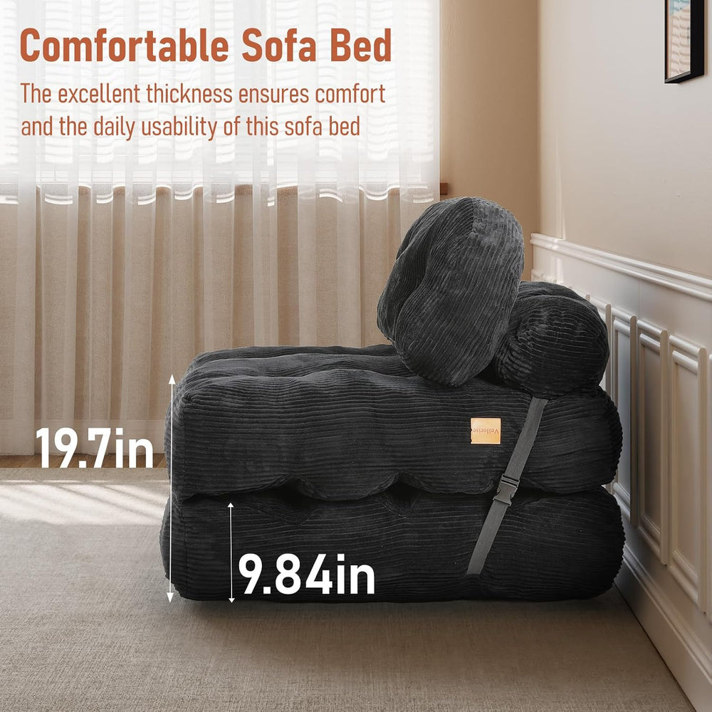 Folding Sofa Bed, Convertible Sleeper Chair with Back Support and Pillow