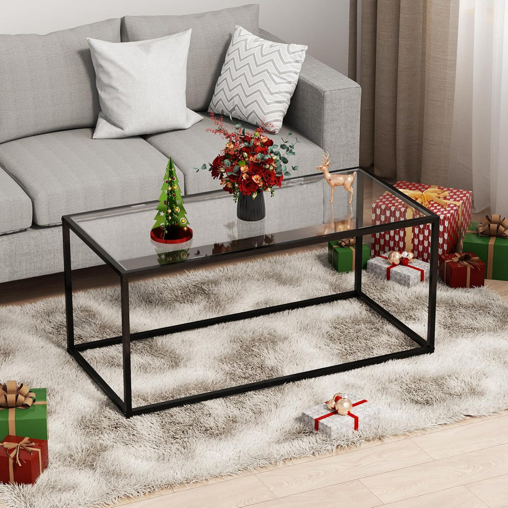 Glass Coffee Table Modern Center Table,Minimalist Coffee Table for Living Roo...