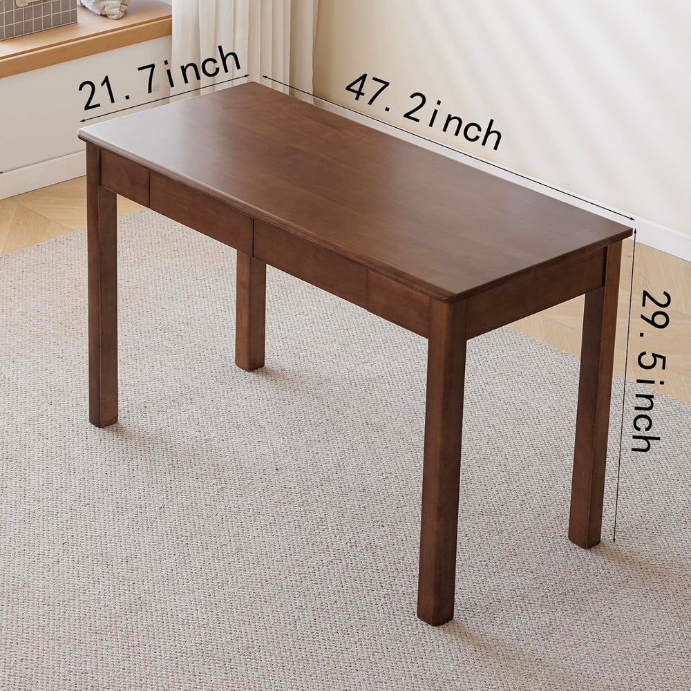 Solid Wood Desk with Drawer (Walnut Color, 47.2inch)