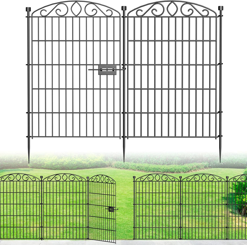 12 Panel No Dig Decorative Garden Fence with Gate 36" H x 24.1'L for...