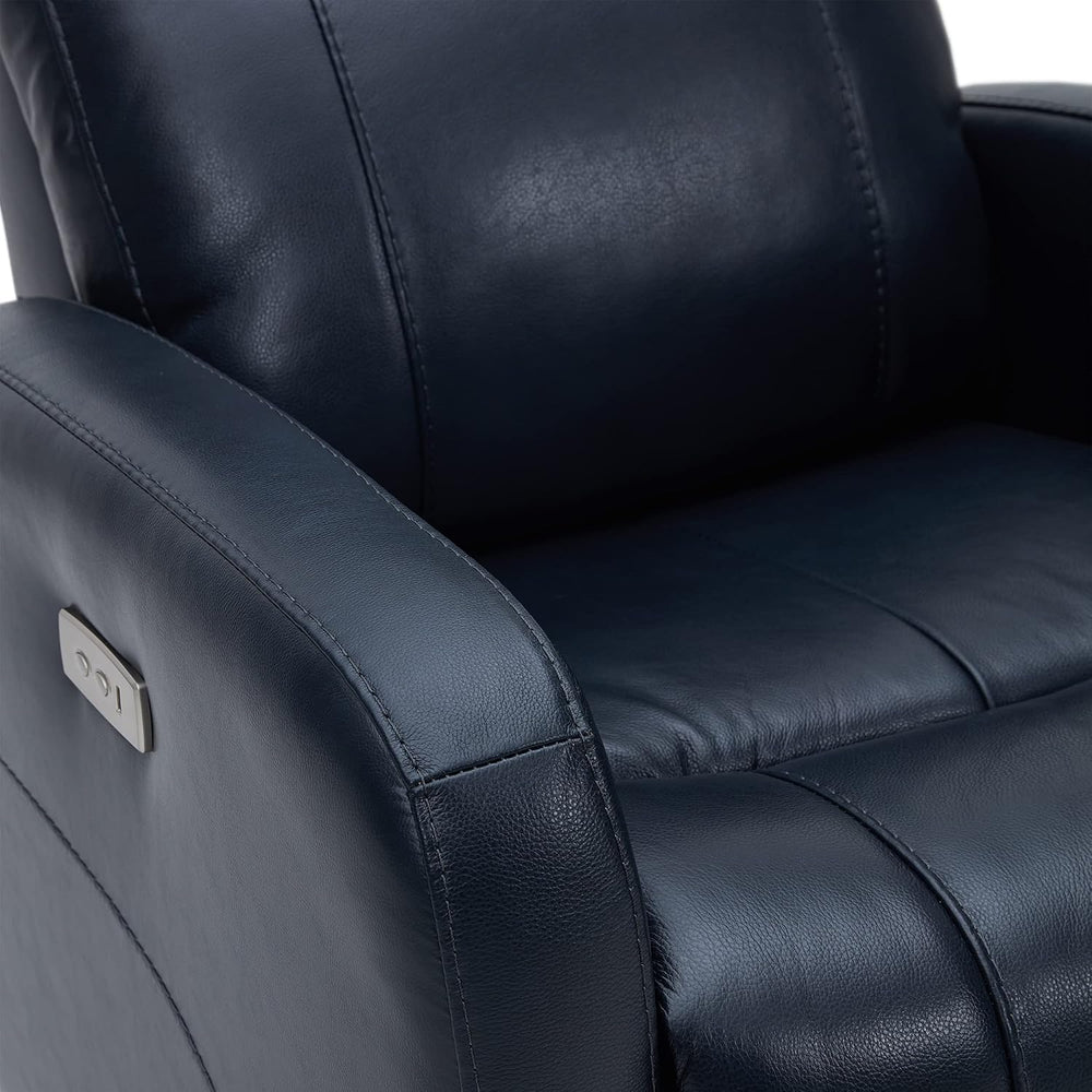 CHITA Genuine Leather Power Recliner Chair for Adults, Swivel Glider, Navy