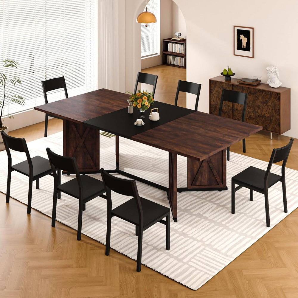 78.7 Inch Dining Table for 8 People, Large Rectangular Farmhouse Kitchen Tabl...