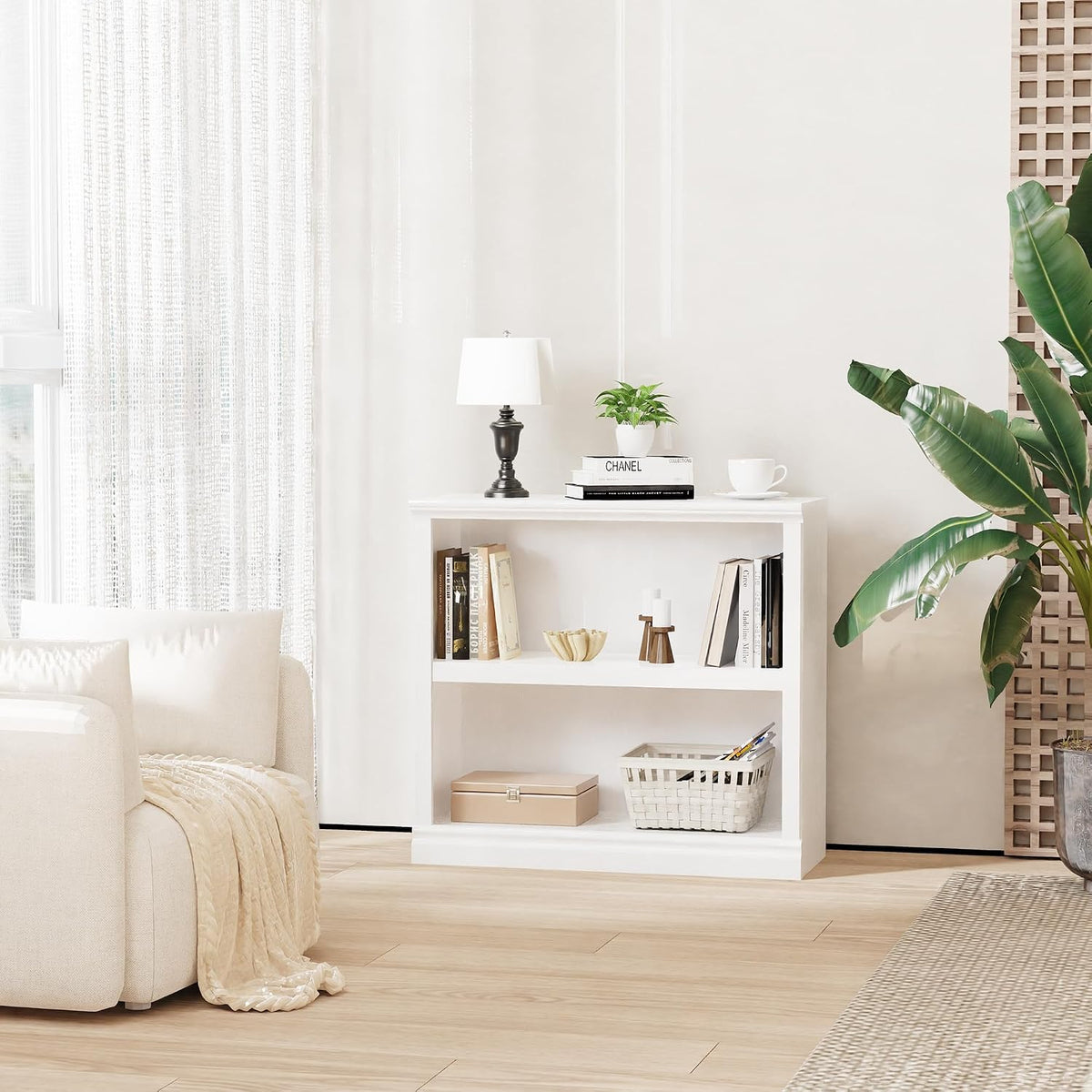 blini 2-shelf white bookcase wooden bookshelves 33in wide, package contents