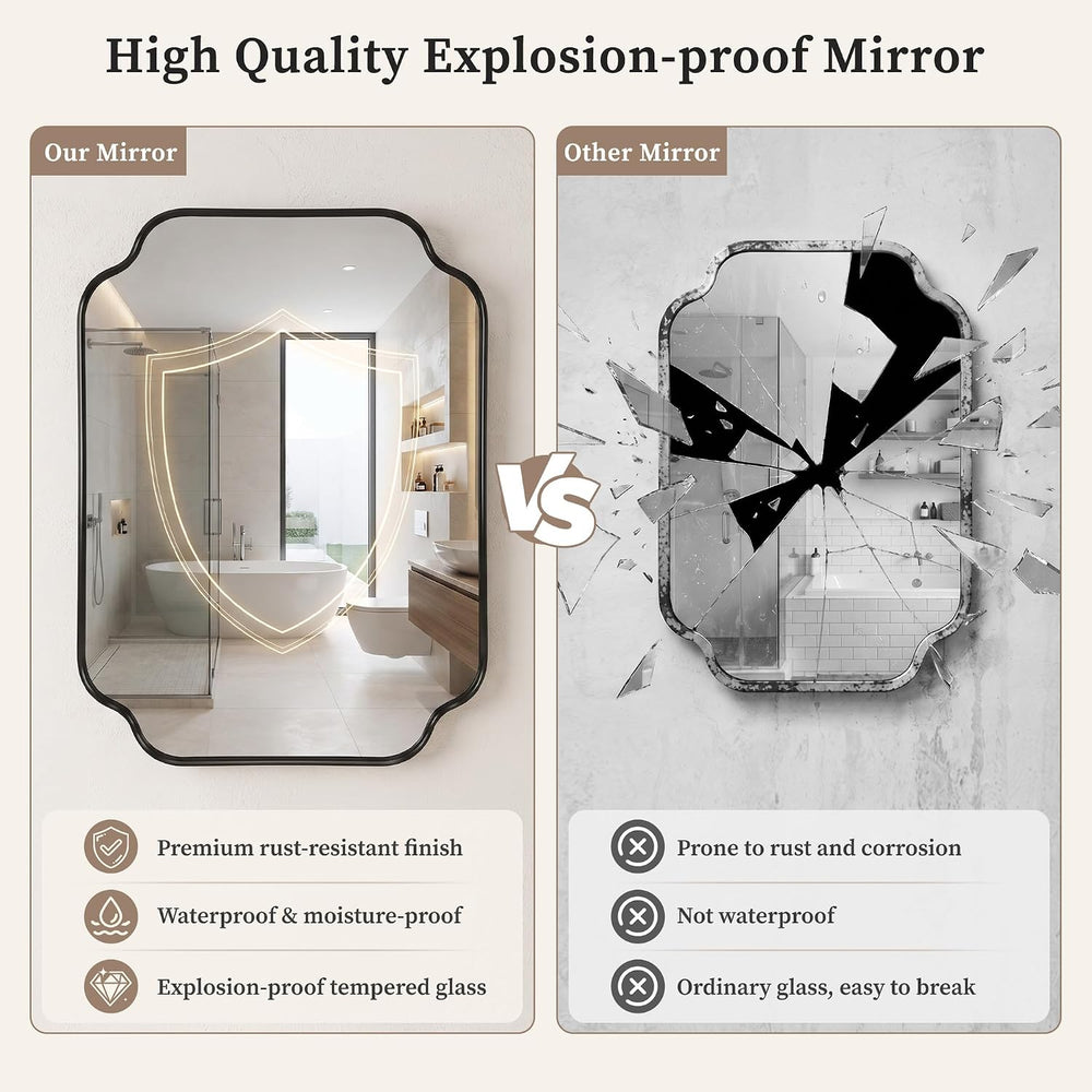 Suidia 30"x36" Bathroom Mirror for Wall, Scalloped Vanity Mirror, B...