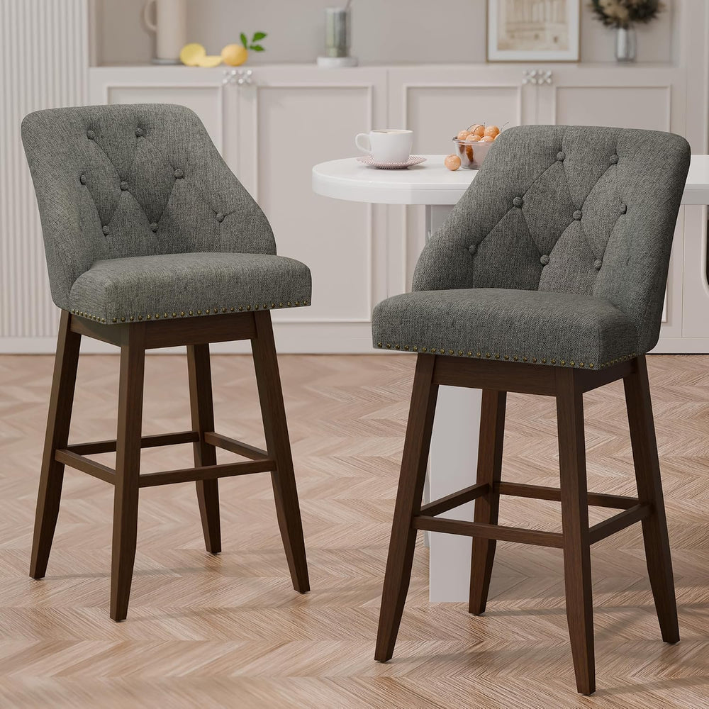 30" Bar Height Swivel Bar Stools Set of 2, Grey