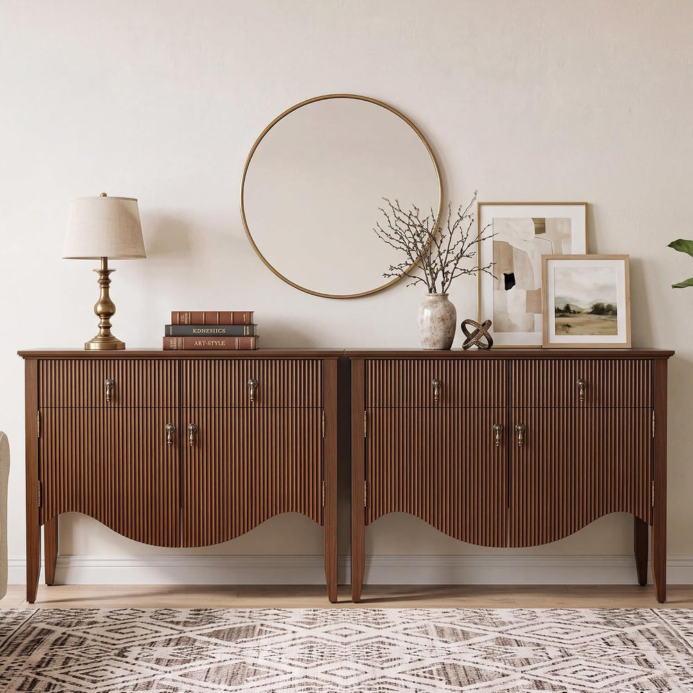 senlin 40" Fluted Console Table, Wooden Entryway Console Table with Stor...