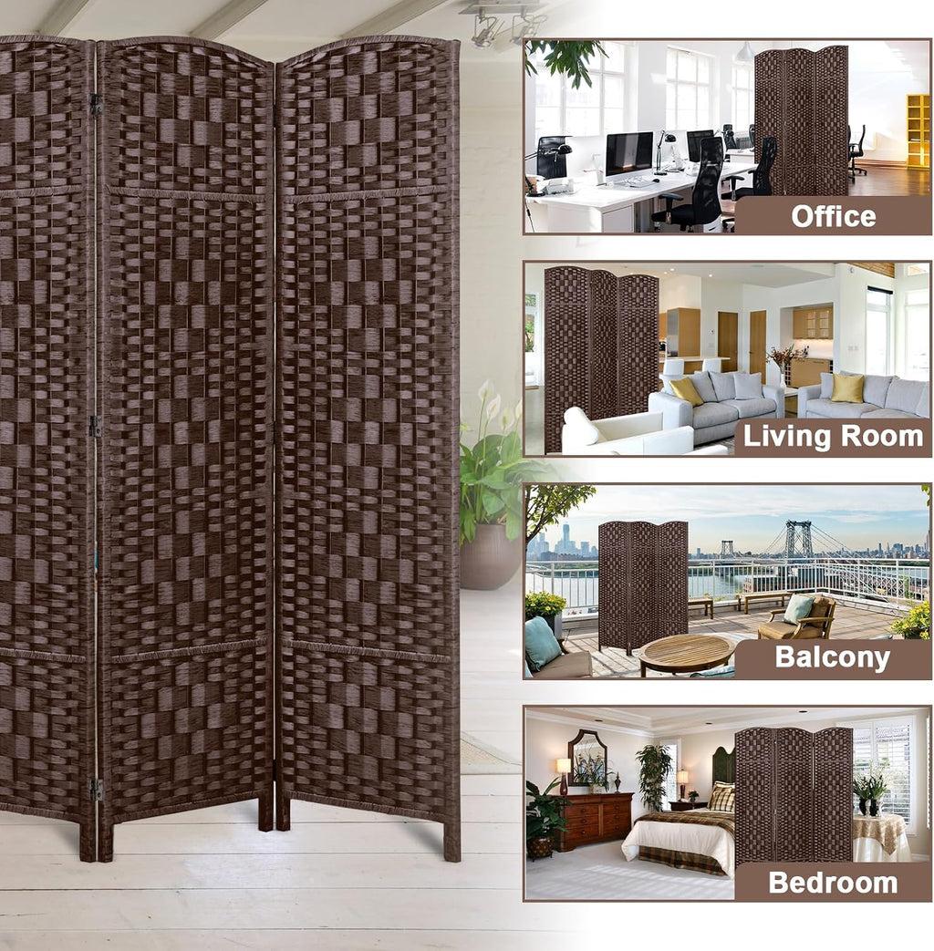 RHF Room Divider Panel,Partition Room Dividers,3Panel Privacy Screen,Brown
