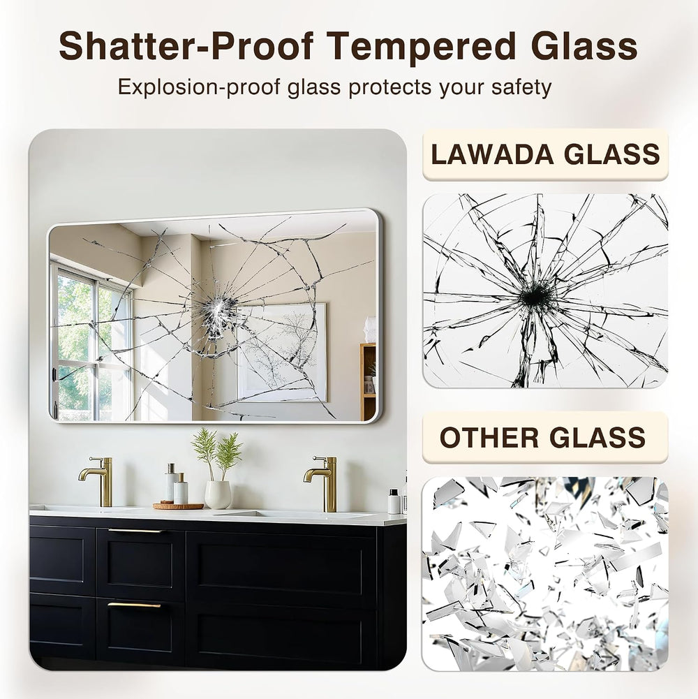 Vanity Bathroom Mirror, 50”x30” Silver Bathroom Mirror for Over Sink