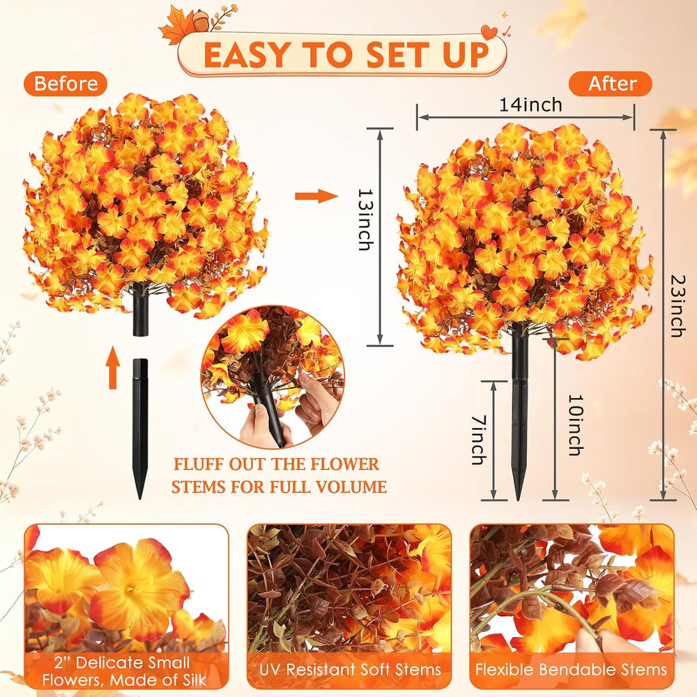 LFF 2 Pack Fall Artificial Petunias Flower Topiary Balls with Ground Stake