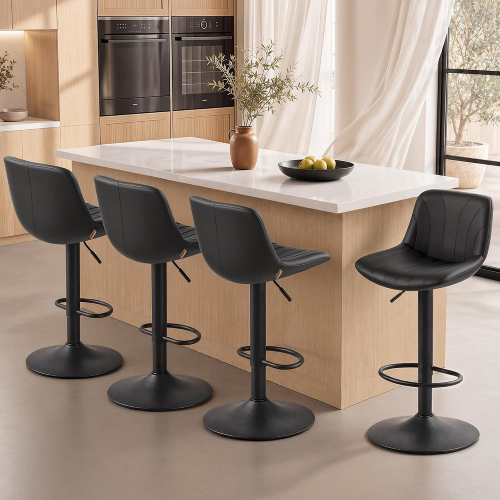 VASAGLE Bar Stools Set of 4, Adjustable Bar Chairs with Backs, 360° Swivel