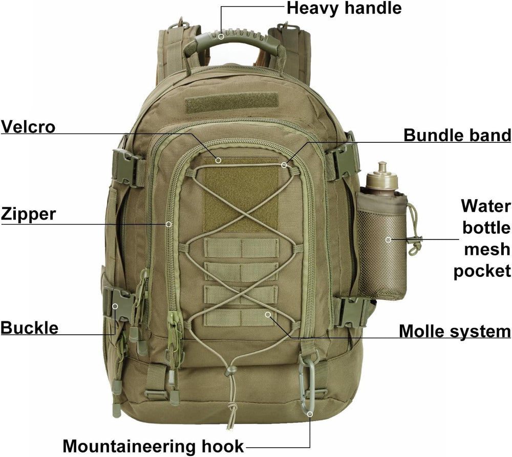 Large Tactical Backpack for Men, 64L Expandable Military Backpack with MOLLE ...