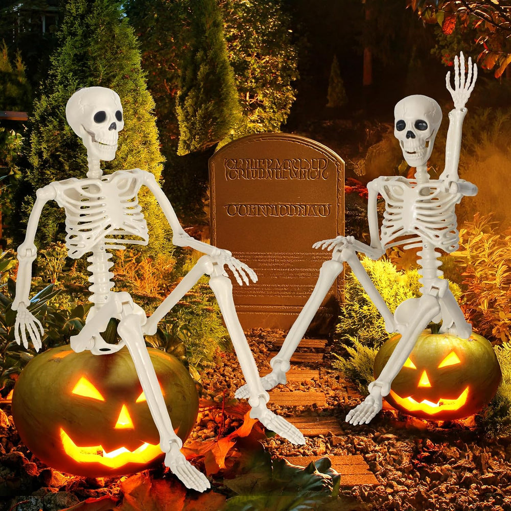 2 Pack 36" Skeleton Halloween Decorations,3Ft Plastic Posable Skeleton w...