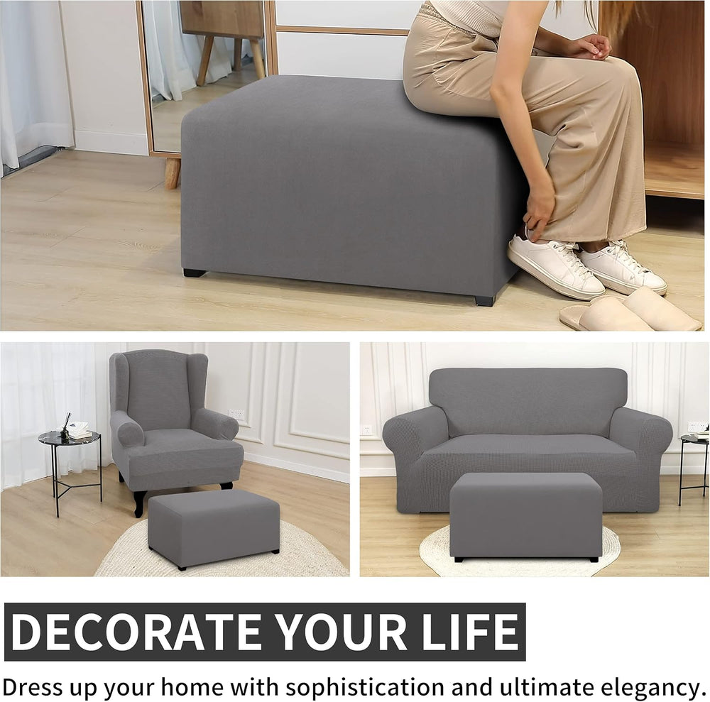 Easy-Going Waterproof Stretch X-Large Rectangle Ottoman Cover Footstool