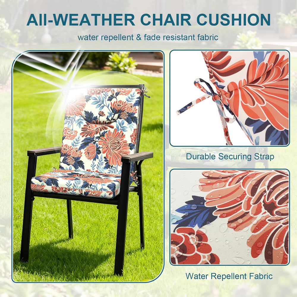 DYTXIII Outdoor High Back Chair Cushions Set of 2, 44x20 in Water Repellent P...