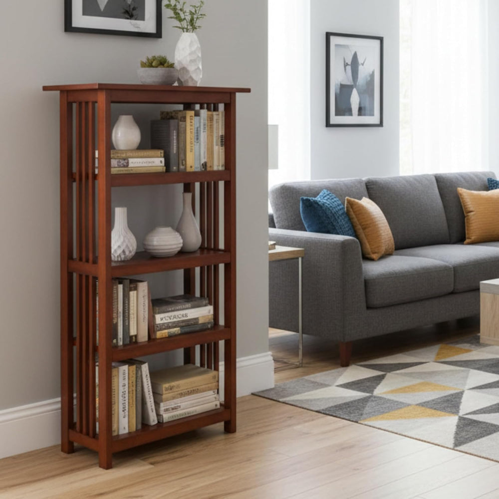 Alaterre Mission Bookcase with Adjustable Shelf, Cherry, 24”W x 48”H