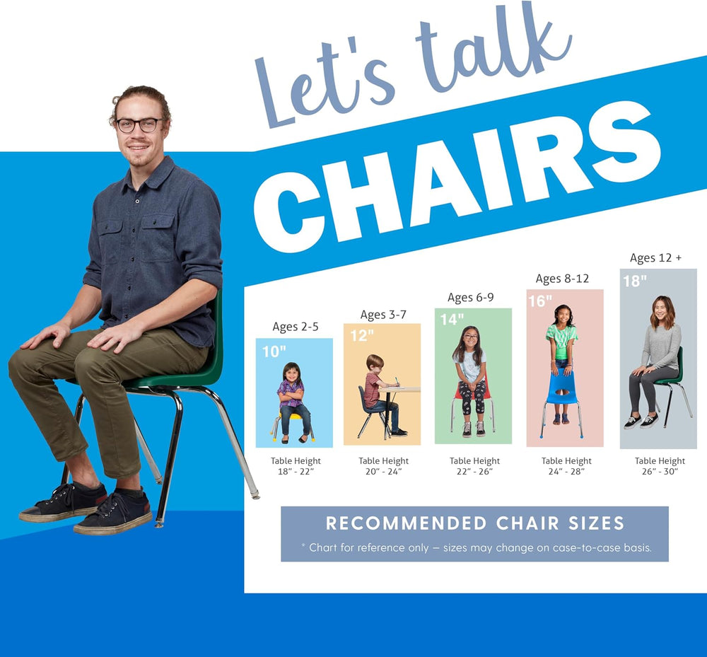 FDP 16" School Stack Chair with Swivel Glides, Navy, 6-Pack, 10368-NV