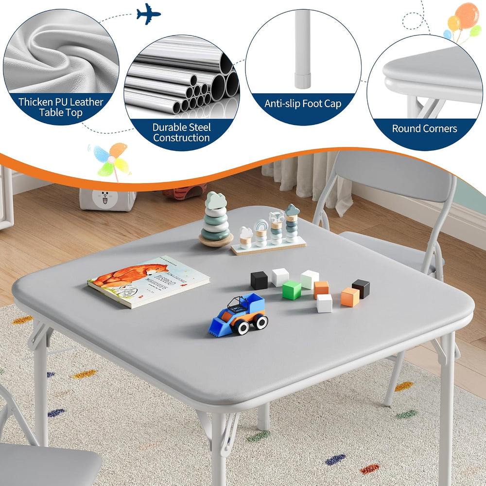 GAOMON 3 Piece Set Folding Table and Chairs Set for Boys and Girls
