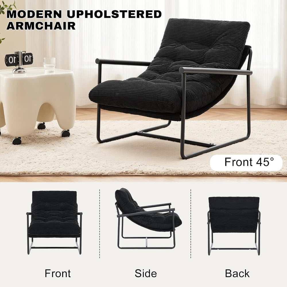 Modern Accent Chair for Living Room,Arm Chair with Metal Frame,Upholstered Ar...