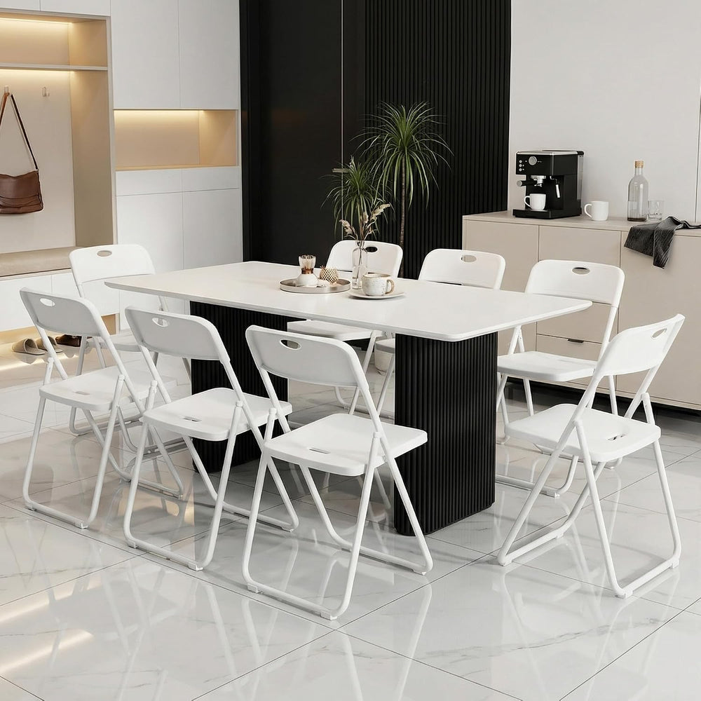 White Plastic Folding Chairs 10 Pack with Steel Frame for Outside