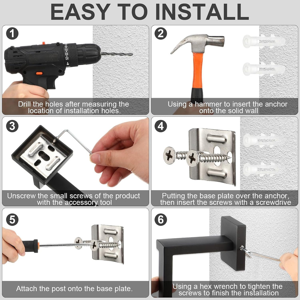15 Pcs Black Bathroom Hardware Accessories Bath Towel Bar Set