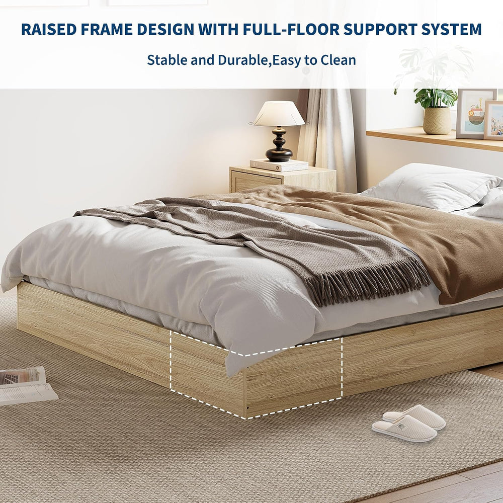 Twin XL Bed Frame, Wood Platform Bed with Sturdy Wooden Slats