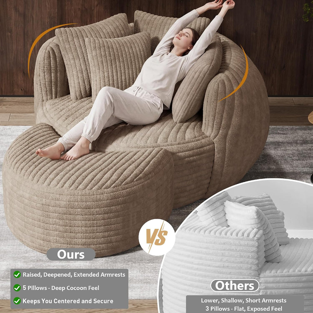 50.5" W x 67" D Oversized Chaise Lounge Chair with Ottoman,Light Camel