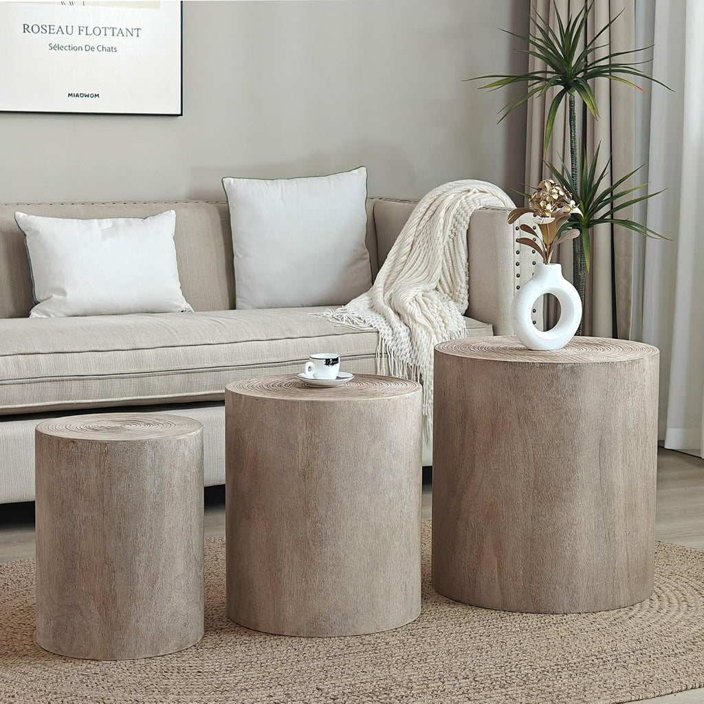 williamspace round nesting coffee table set of 3, close-up detail