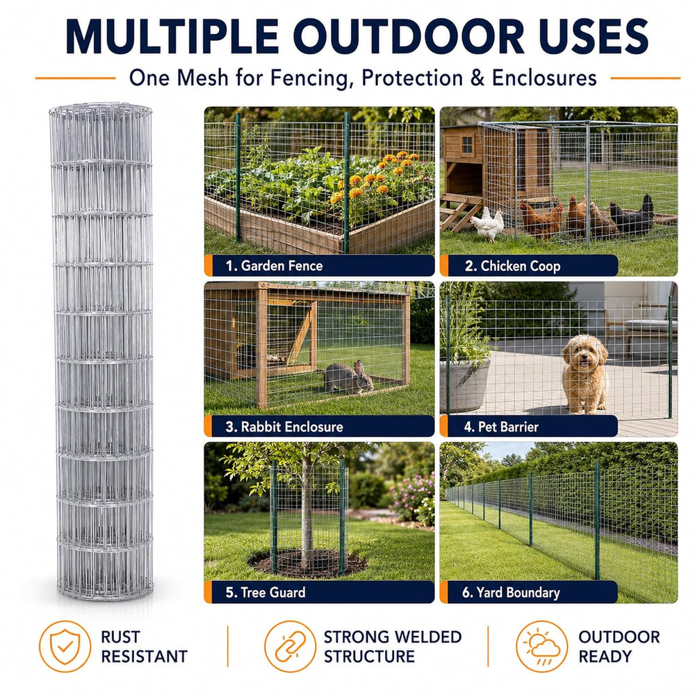 Welded Wire Mesh Fence 4ft x 50ft 2"x4" 15 Gauge Galvanized Wire Fe...