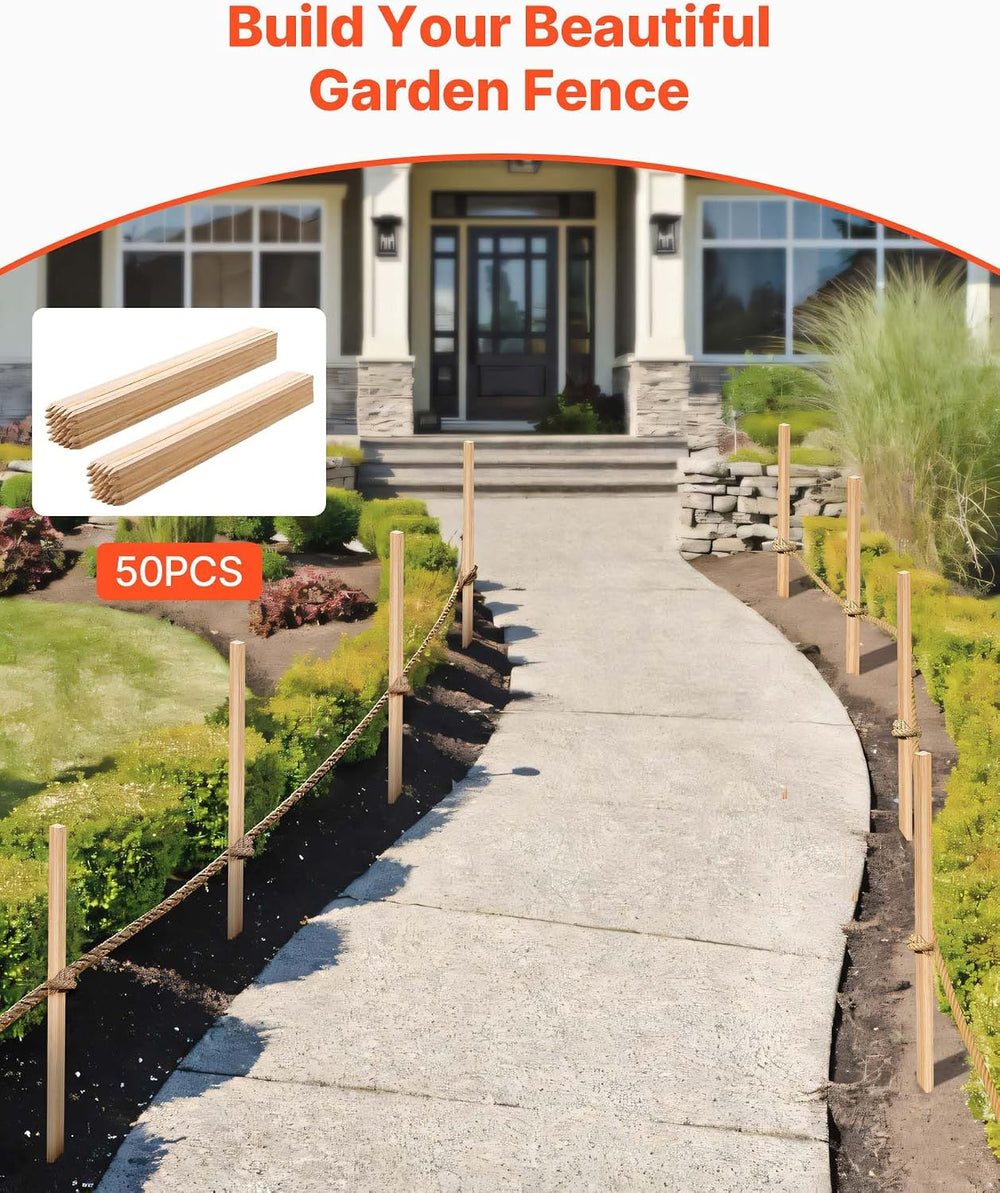 VEVOR Wooden Garden Stakes, 50 Pcs 36x0.75x0.75 in Survey Grading Stakes, Gar...