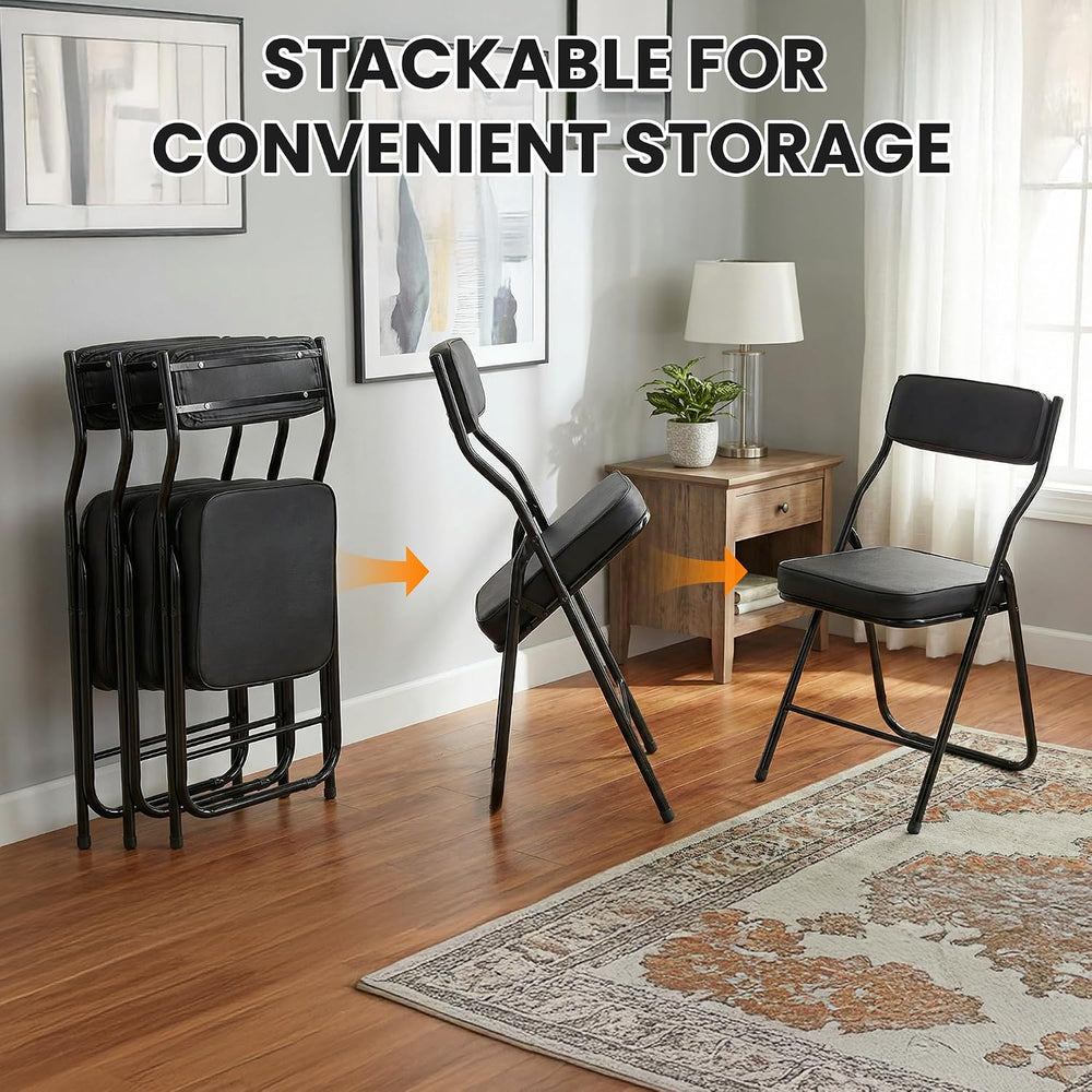 2 Pack Padded Folding Chairs with Cushion & Back for Home Office