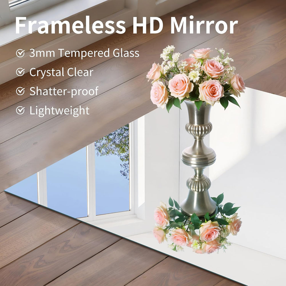 CILIBER Frameless Mirror, 18x24 Mirrors for Wall, Rectangle Bathroom Mirror f...