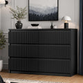 Jocoevol 6 Drawer Fluted Dresser, Modern Chest of Drawers for Bedroom with Hidden Handles, Wood Storage Organizer Cabinet for Living Room & Entryway, Black (15.7" D x 47.3" W x 31.6" H)