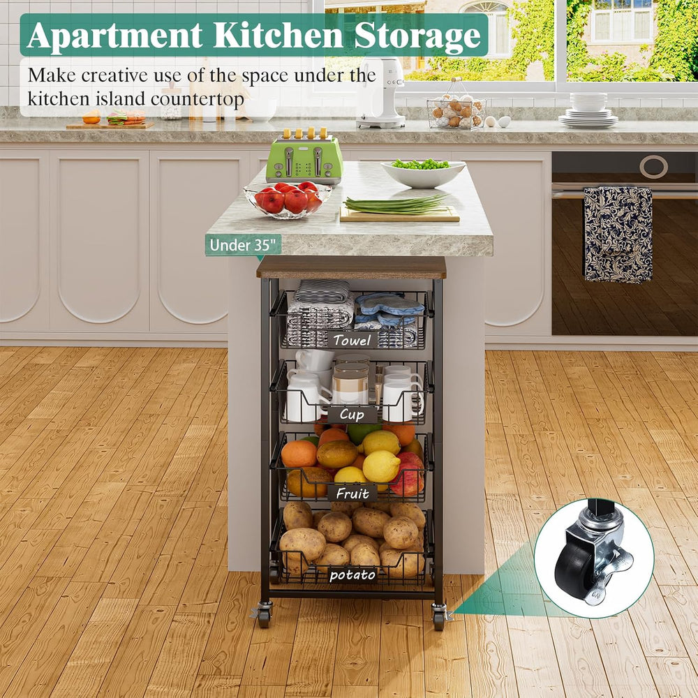 CHLORYARD 5-Tier Vegetable Fruit Basket Kitchen Storage Rolling Cart on Wheel...