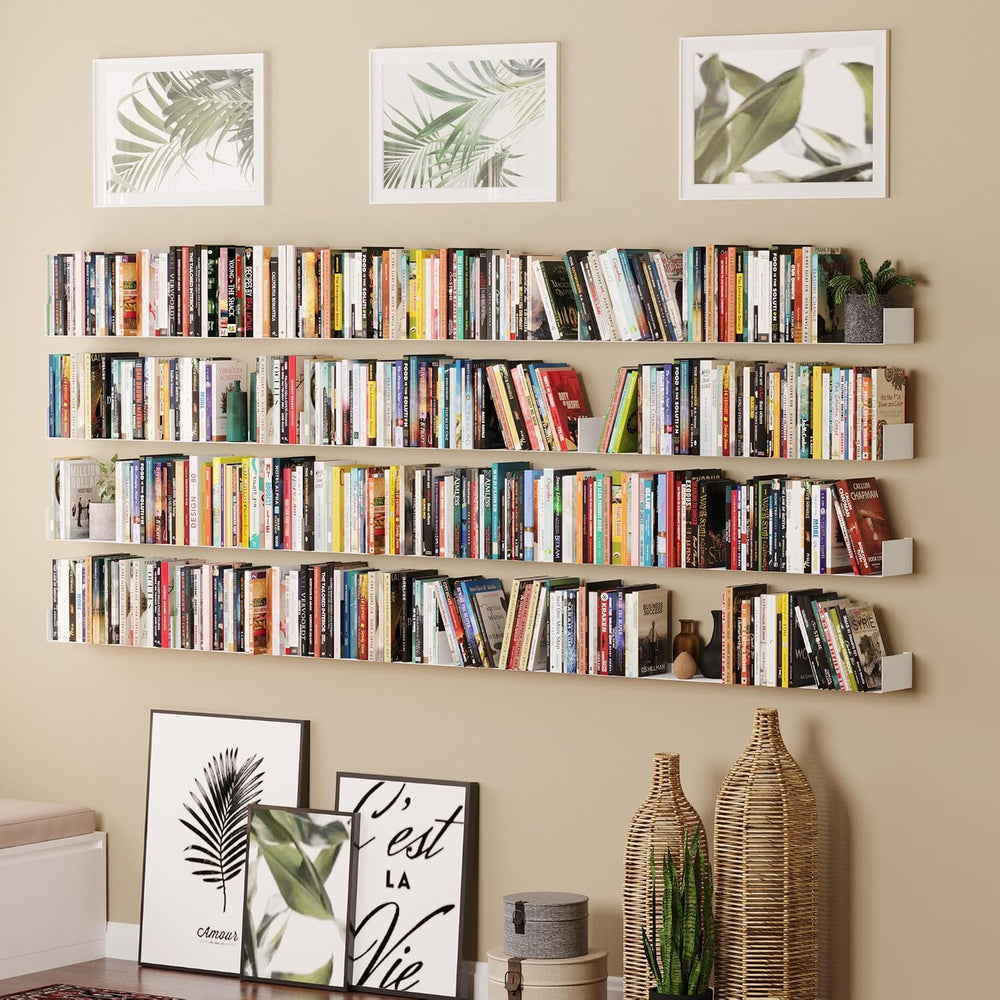 Wallniture Bali Sturdy Metal U Shape Bookshelf - Wall Mountable CD DVD Storag...