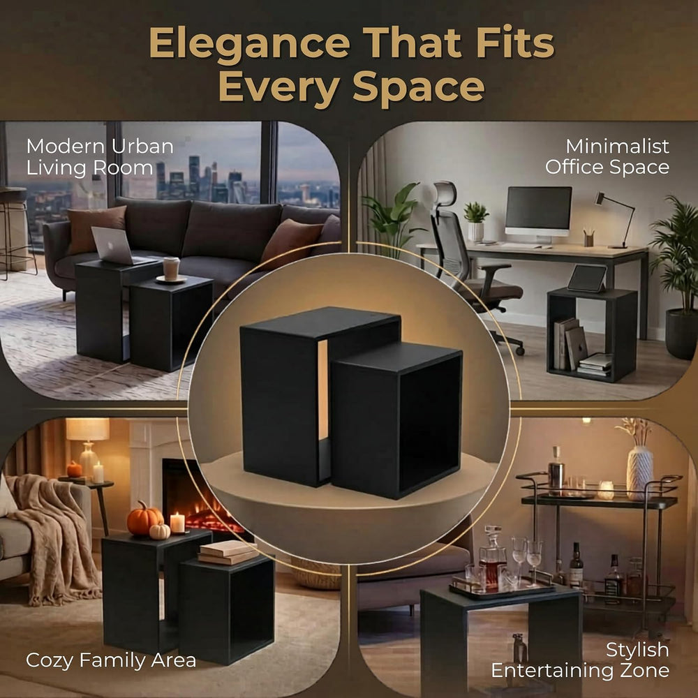 Relso Cascade Nesting Tables Set of 2 - Solid Wood with Smooth Rounded Edges ...