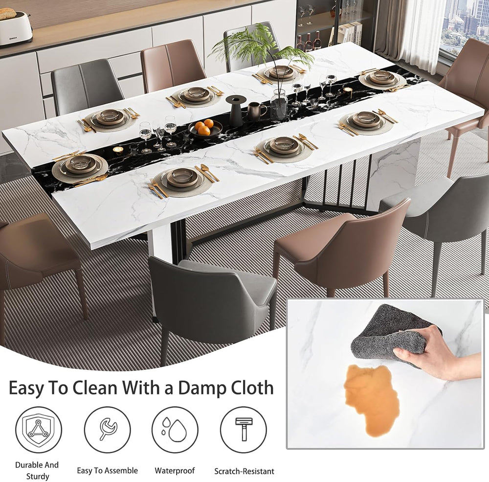 71inch Dining Table for 6-8 People, Large Rectangular Wood Kitchen Table with...