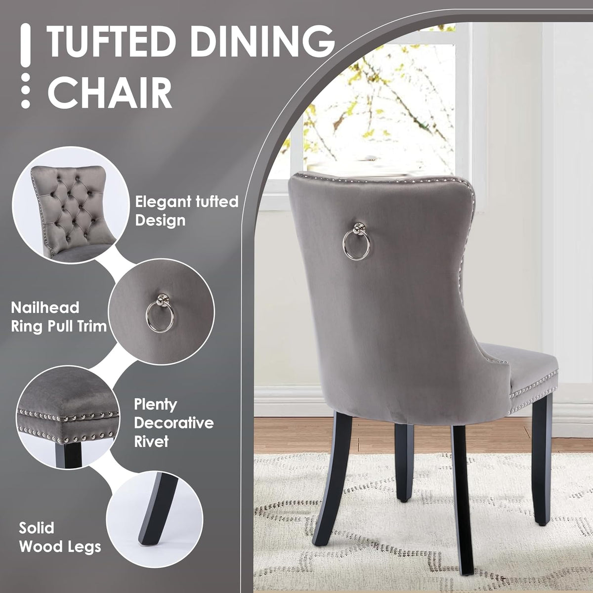 clear round glass top dining set for 4 showing dimensions