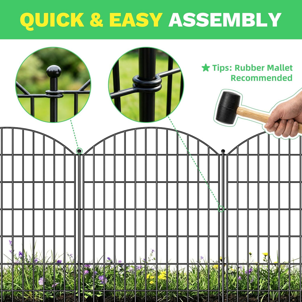 Toolterritary 10 Panels Arched No Dig Decorative Garden Fence, 48in(H) x 26ft...